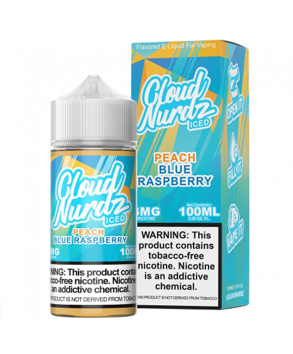 Iced Peach Blue Raspberry 100ml Synthetic Nic Vape Juice - Cloud Nurdz