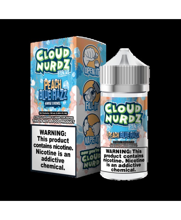 Cloud Nurdz Peach Blue Razz ICED 100ml Vape Juice