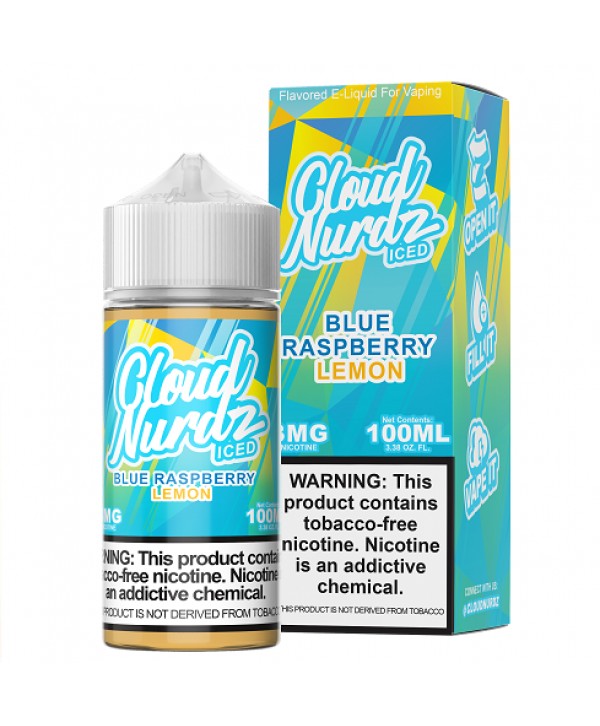 Iced Blue Raspberry Lemon 100ml Synthetic Nic Vape Juice - Cloud Nurdz