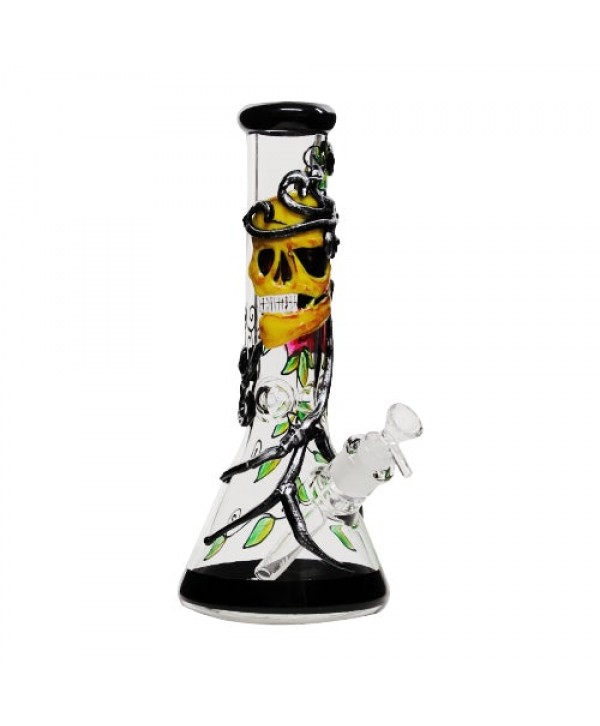 Bjorn Jorgøn Rose & Skull Glass Beaker Bong