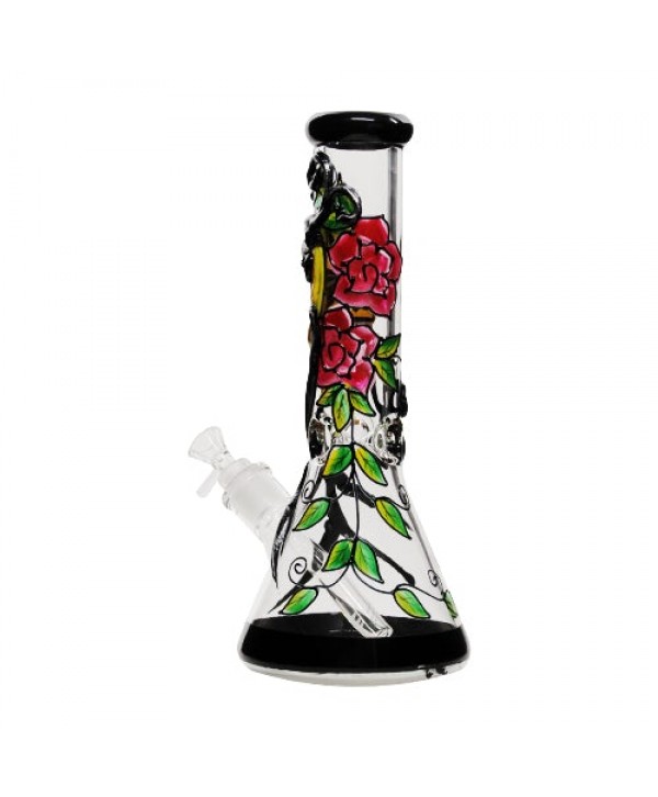 Bjorn Jorgøn Rose & Skull Glass Beaker Bong