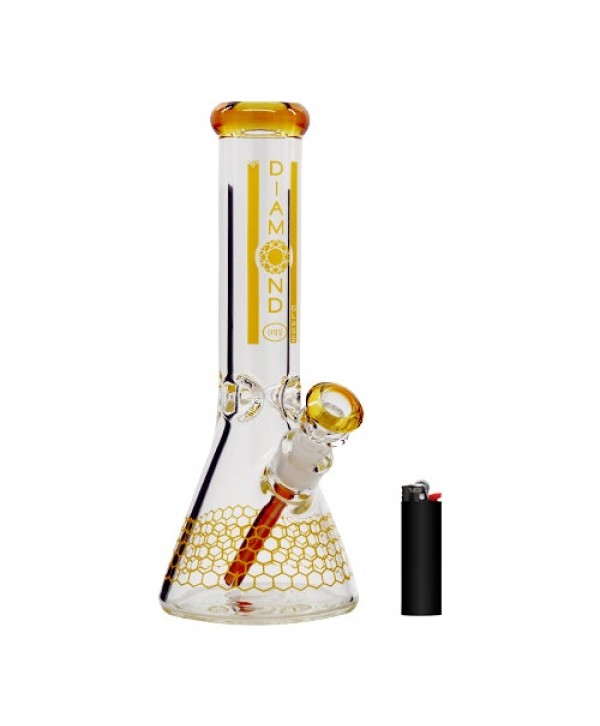 Diamond Glass 12" Dalmont Beaker Bong w- Hive Accents (9mm Thick) Default Title