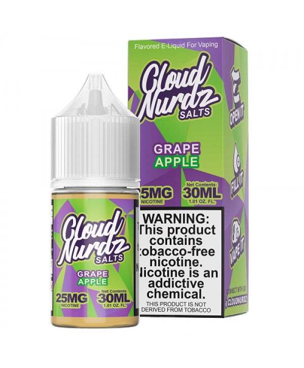 Cloud Nurdz Synthetic Nicotine Grape Apple 30ml Nic Salt Vape Juice