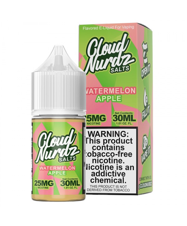 Cloud Nurdz Synthetic Nicotine Watermelon Apple 30ml Nic Salt Vape Juice