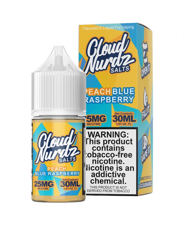 Cloud Nurdz Synthetic Nicotine Peach Blue Raspberry 30ml Nic Salt Vape Juice