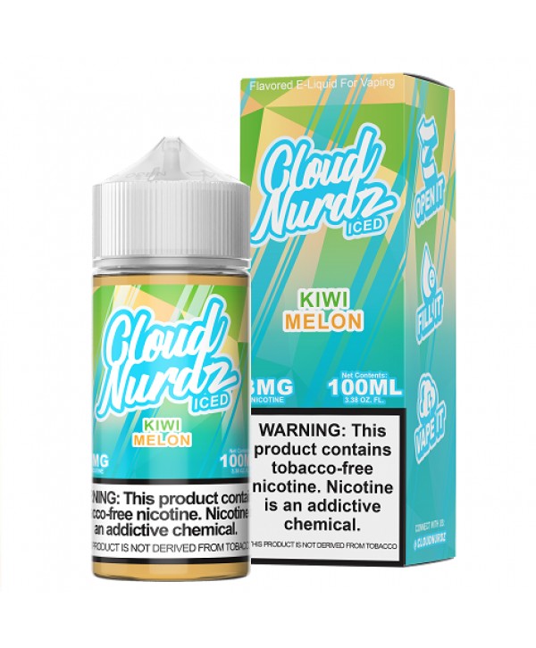 Cloud Nurdz Synthetic Nicotine Iced Kiwi Melon 100ml Vape Juice