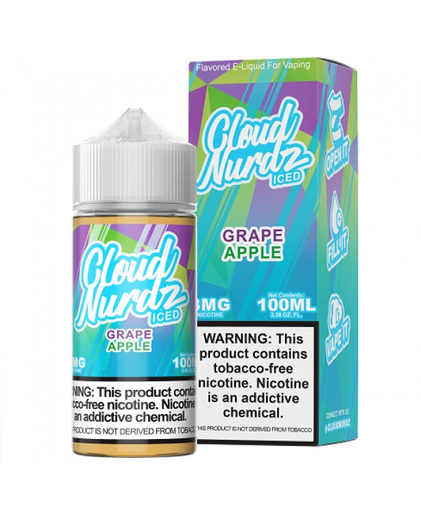 Cloud Nurdz Synthetic Nicotine Iced Grape Apple 100ml Vape Juice