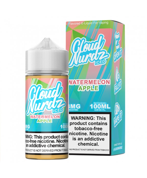 Cloud Nurdz Synthetic Nicotine Iced Watermelon Apple 100ml Vape Juice