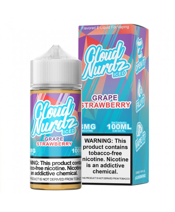 Cloud Nurdz Synthetic Nicotine Iced Grape Strawberry 100ml Vape Juice