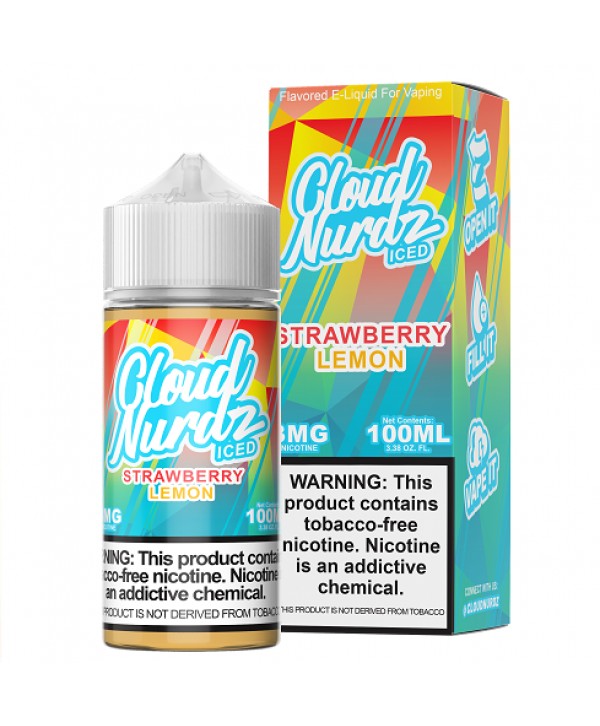 Cloud Nurdz Synthetic Nicotine Iced Strawberry Lemon 100ml Vape Juice