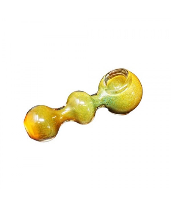 Yellow Handmade Glass Hand Pipe w- Fumed Accents