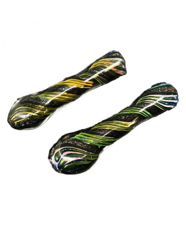 Handmade Glass Chillum w- Dichro Sprial Accents