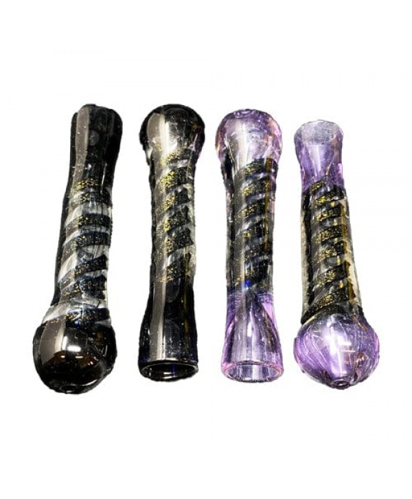 Black-Purple Handmade Glass Chillum w- Dichro Accents