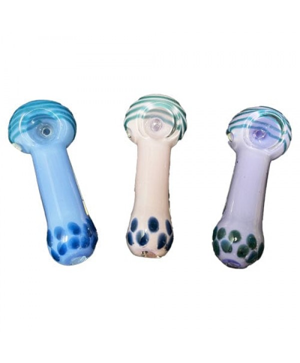 Colored Handmade Glass Hand Pipe w- Boba Tea Accents