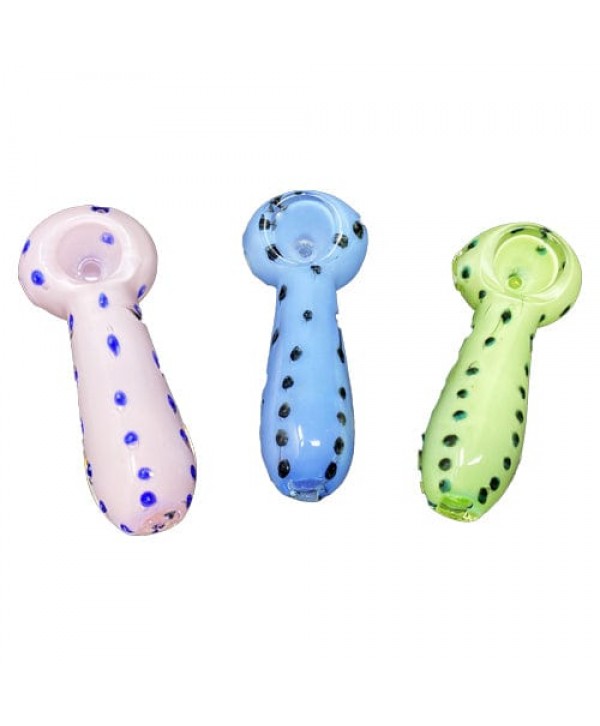 Colored Handmade Glass Hand Pipe w- Polka Dot Accents