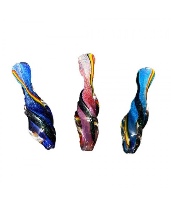 Multi-Color Dichro Handmade Glass Chillum w- Vase Shape