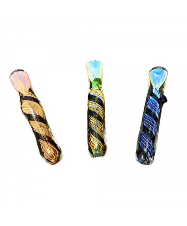 Multi-Color Fumed Handmade Glass Chillum w- Swirls