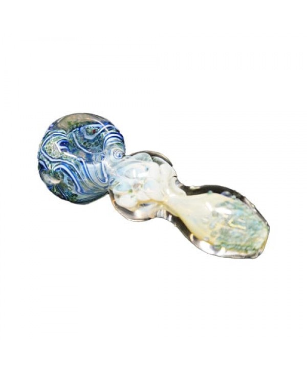 Blue & White Handmade Glass Hand Pipe