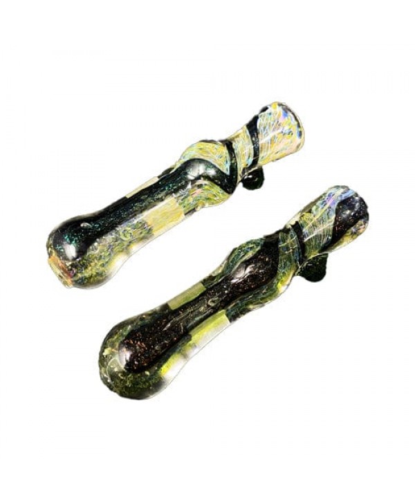 Fumed Handmade Glass Chillum w- Dichro Accents