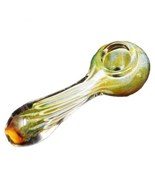 Green Handmade Glass Hand Pipe w- Fumed Accents