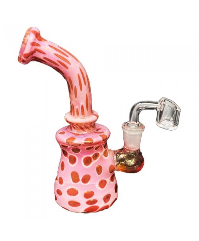 Pink Handmade Glass Dab Rig w Polka Dots Alternatives