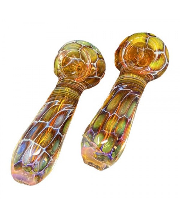 Fumed Handmade Glass Hand Pipe w- Pattern