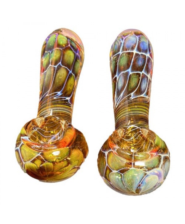 Fumed Handmade Glass Hand Pipe w- Pattern