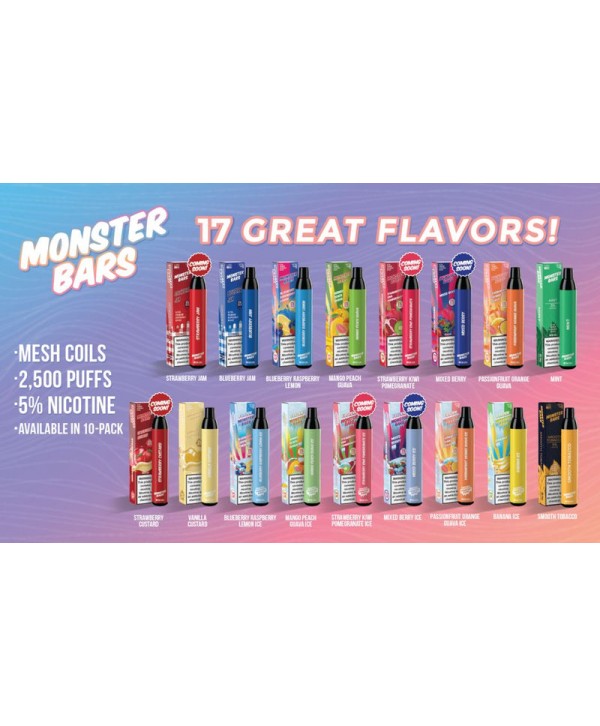 Monster Bars Disposable Vape -  Smooth Tobacco