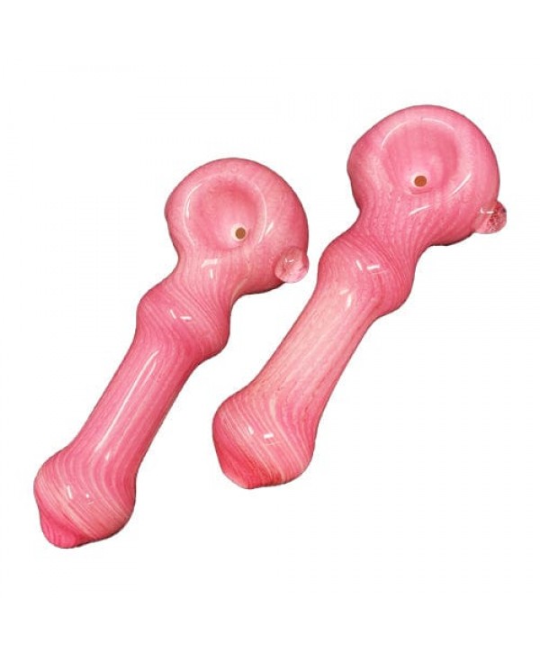 Pink Handmade Glass Hand Pipe w- Marble