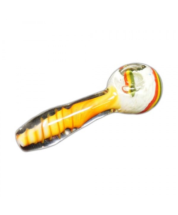 Swirled Handmade Spoon Pipe w- Rasta Accents