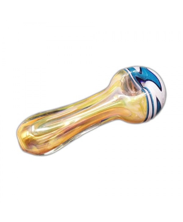 Fumed Handmade Glass Spoon Pipe w- Wig-Wag Accents