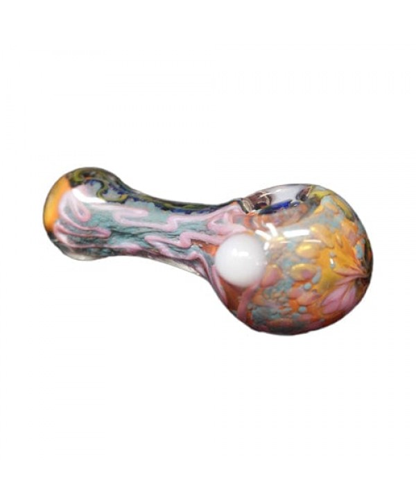 Colored Handmade Glass Hand Pipe w- Swirled Accents