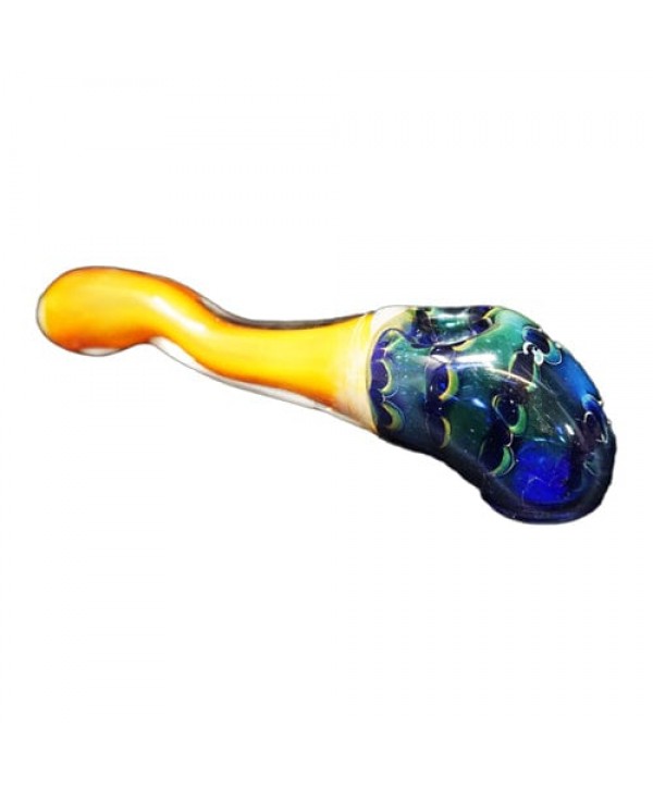 Uniquely Shaped Handmade Glass Hand Pipe w- Fumed Accents