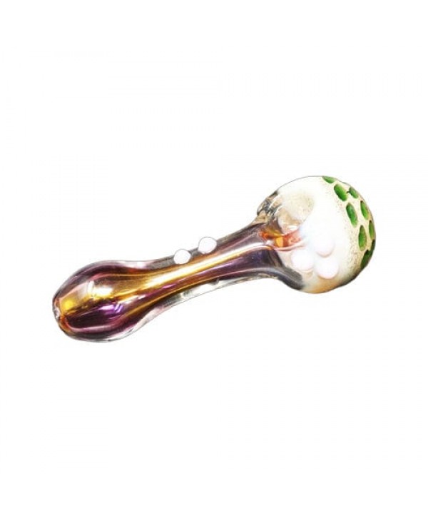 Purple Fumed Handmade Glass Hand Pipe w- Marble Accents