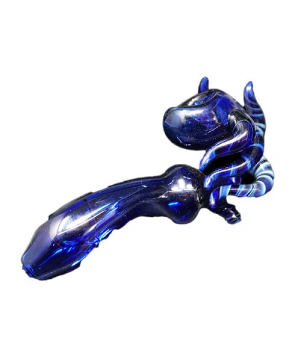 Blue Handmade Glass Hand Pipe w- Tentacle Accents