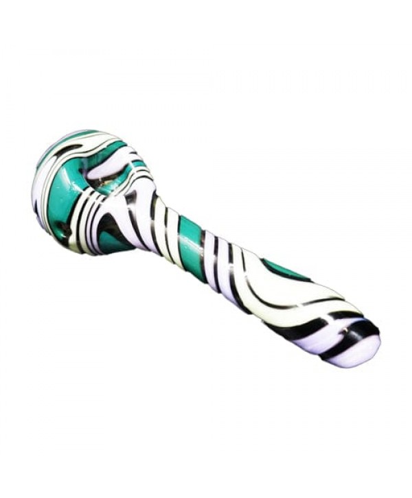Wig-Wag Handmade Glass Spoon Pipe w- Teal Accent