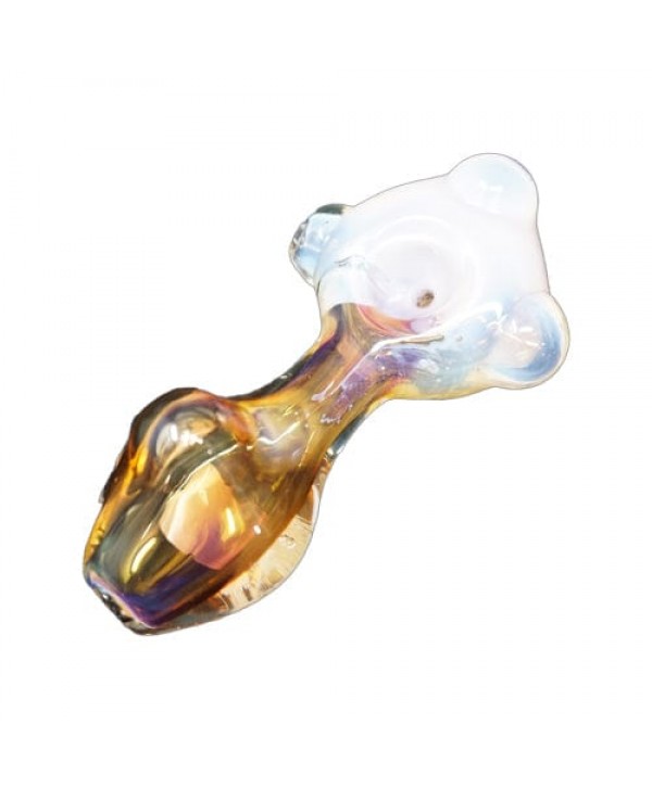 Fumed Handmade Glass Hand Pipe w- White Bowl