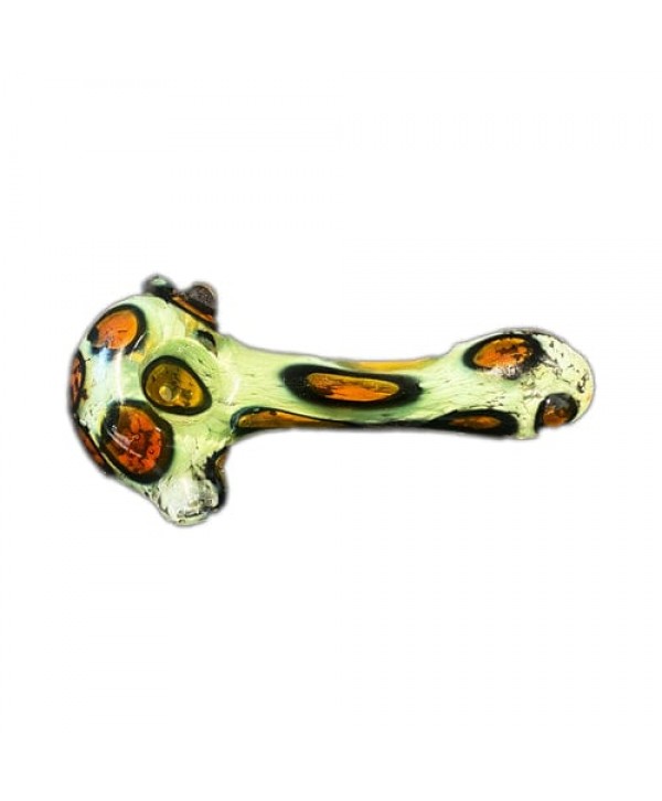 Colored Handmade Glass Spoon Pipe w- Cheetah Print