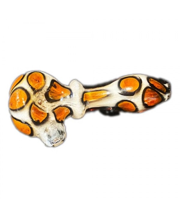 Handmade Glass Hand Pipe w- Cheetah Print